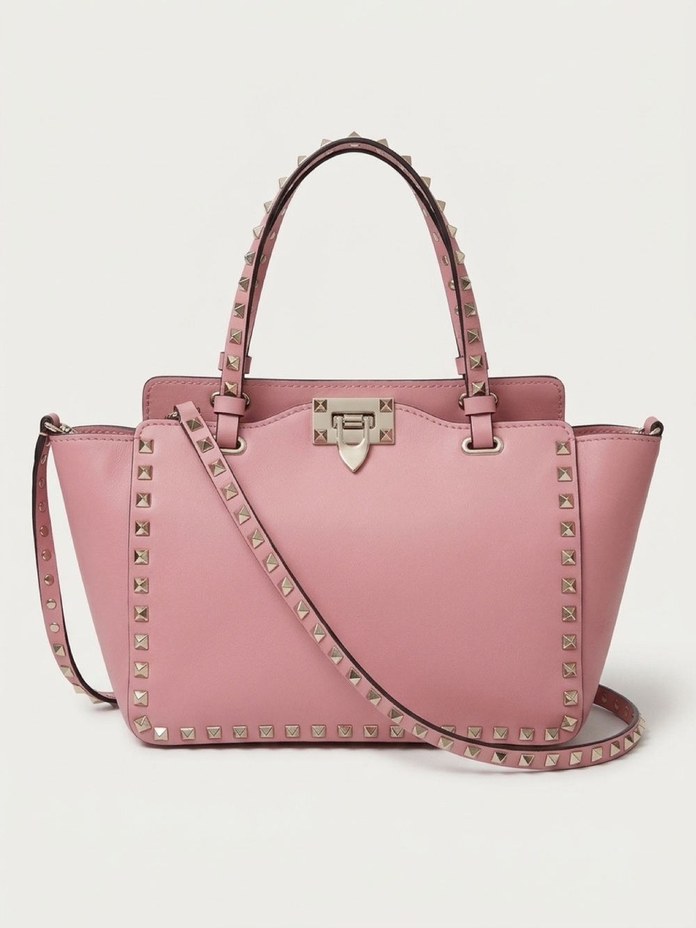 Valentino Pink Rockstud Leather Tote